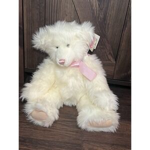 Vintage 90's Ivory Teddy Bear Plush Stuffed Animal Mary Meyer Pink NWT Coquette‎